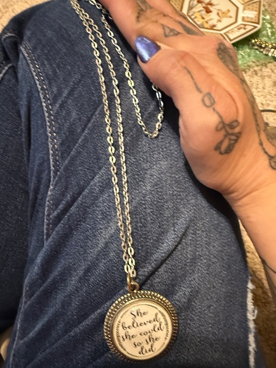 Jewelry - Inspirational 'She Believed She Could' Pendant Necklace - Silver & White